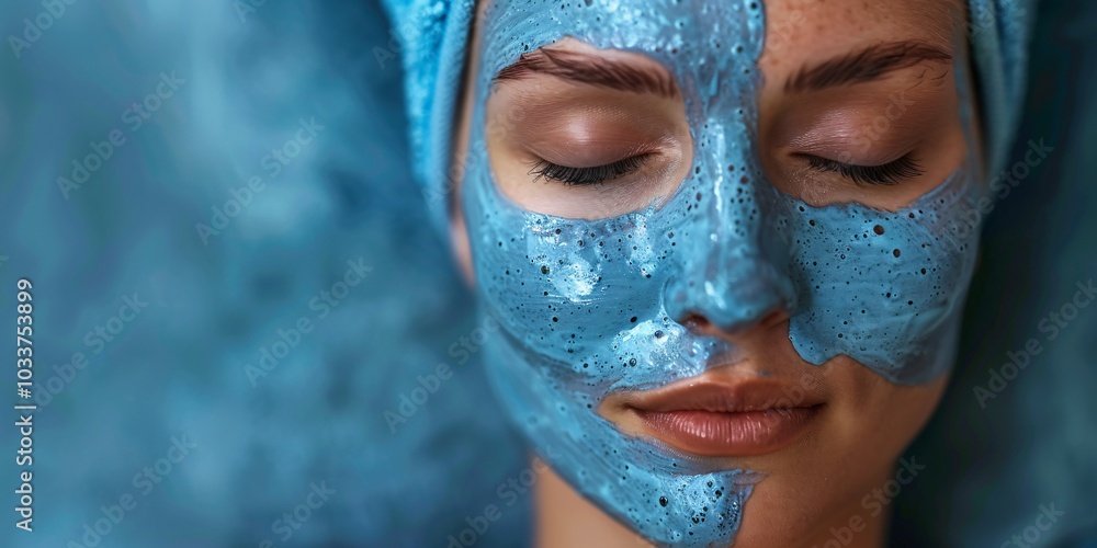 Woman applying a hydrating facial mask as part of a skincare routine, featuring moisturizing essence for facial repair and rejuvenation. A beauty treatment focused on skin hydration and restoration. Woman applying a hydrating facial mask as part of a skincare routine, featuring moisturizing essence for facial repair and rejuvenation. A beauty treatment focused on skin hydration and restoration.
