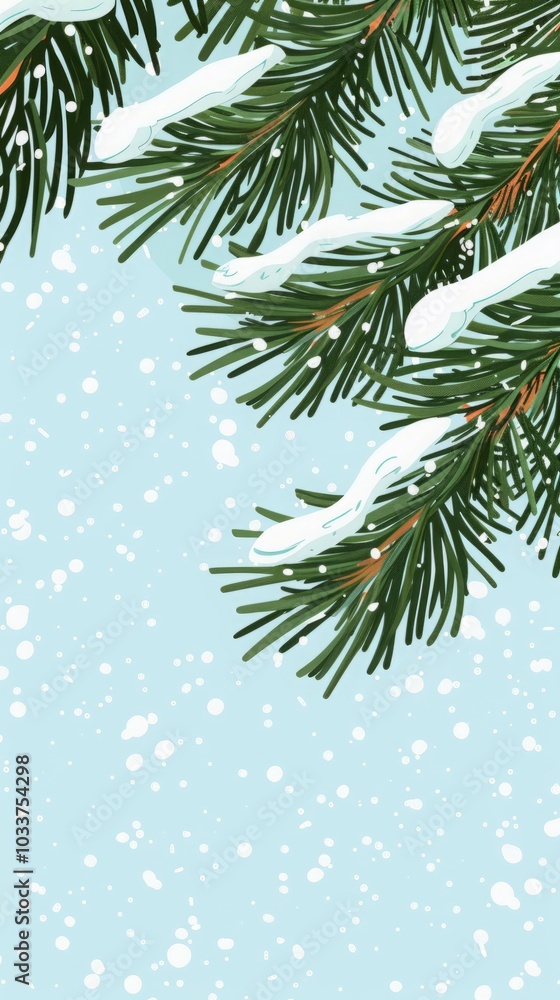 spruce branches in snow illustration. spruce branches in snow illustration.