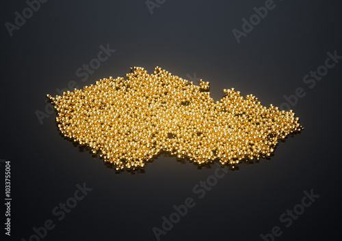 Wallpaper Mural Czech Republic Map Made Of High Quality Premium Golden Shiny Metallic Beads Or Balls 3D Illustration Torontodigital.ca