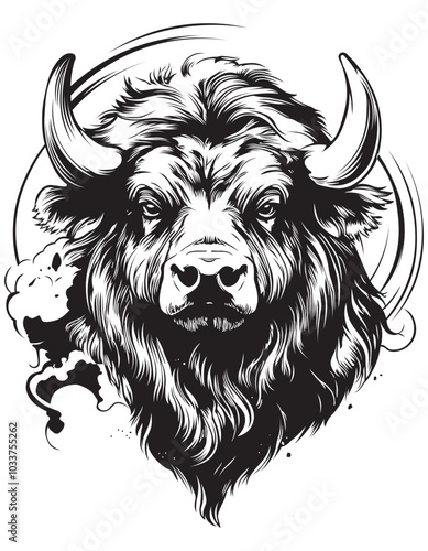 Cattle Steer Moo Cow Tattoo Vector Illustration