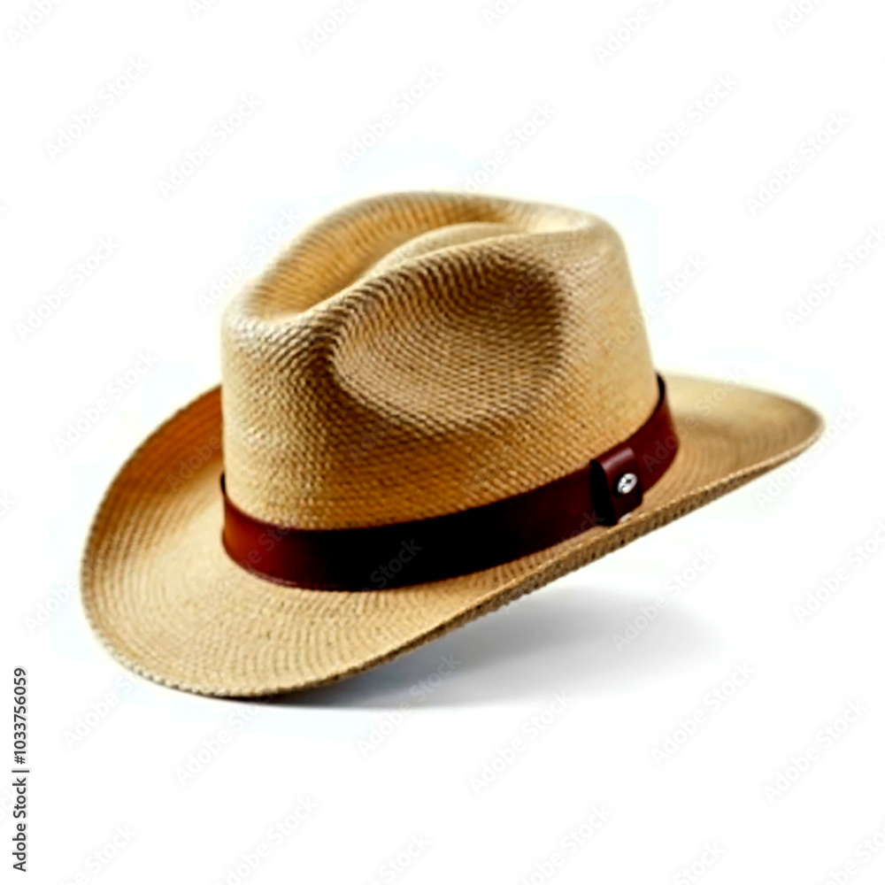 Straw Panama Hat with Leather Band Straw Panama Hat with Leather Band