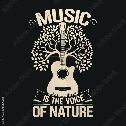 Music is the voice of nature T-shirt design  typography