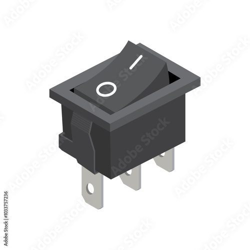 Realistic black switches (ON-OFF) on white background. Vector illustration EPS 10.