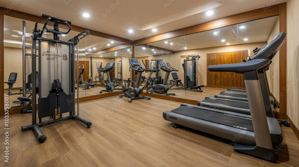 Modern Gym with Treadmills and Exercise Equipment Modern Gym with Treadmills and Exercise Equipment