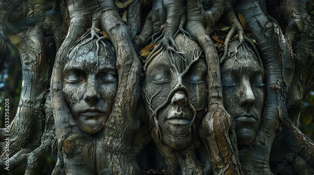 Fototapeta premium Magic trees with a human face.