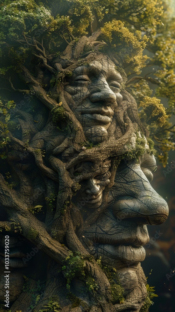 Magic trees with a human face. Magic trees with a human face.