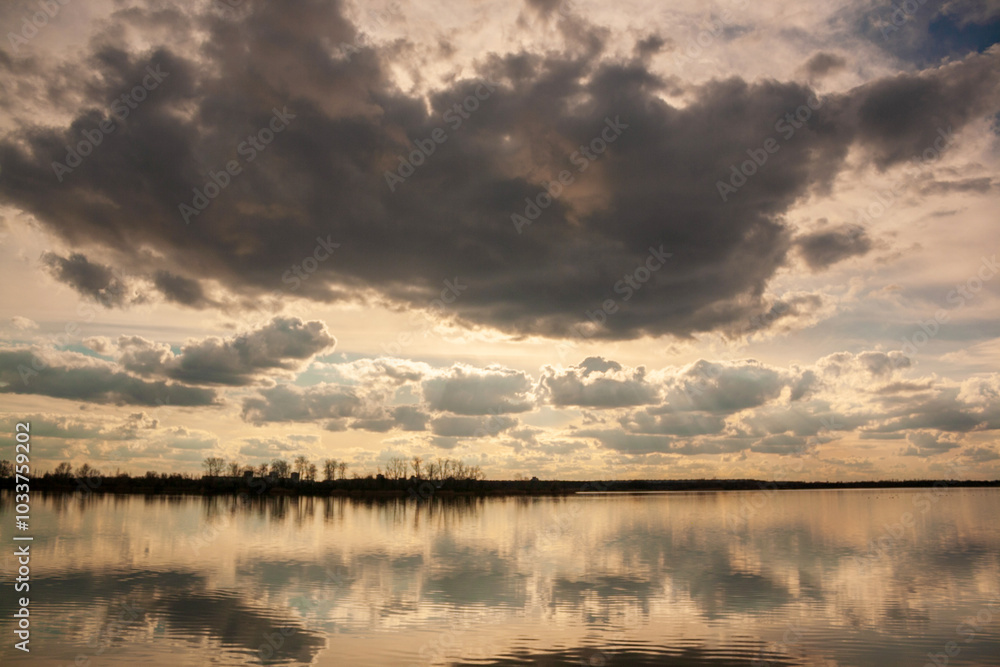 sunset over the lake