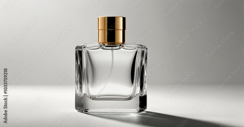 Perfume bottle mockup on clean white background. Generated AI. Perfume bottle mockup on clean white background. Generated AI.