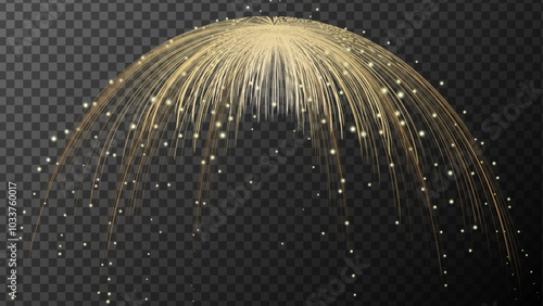 White golden comet light effect with many sparkling bake and shimmering light effects. Star  swirl for web design and fairy decoration.