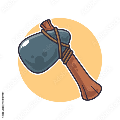 ancient stone axe - cartoon vector illustration