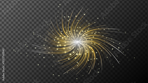 White golden comet light effect with many sparkling bake and shimmering light effects. Star  swirl for web design and fairy decoration.