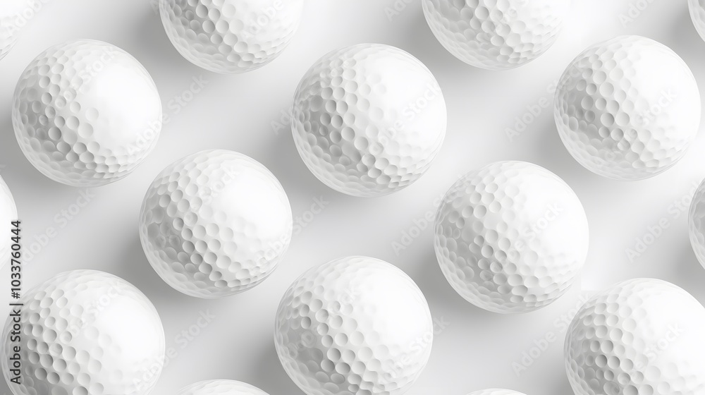 White golf balls on white background, banner, close up view, 3d illustration. White golf balls on white background, banner, close up view, 3d illustration.