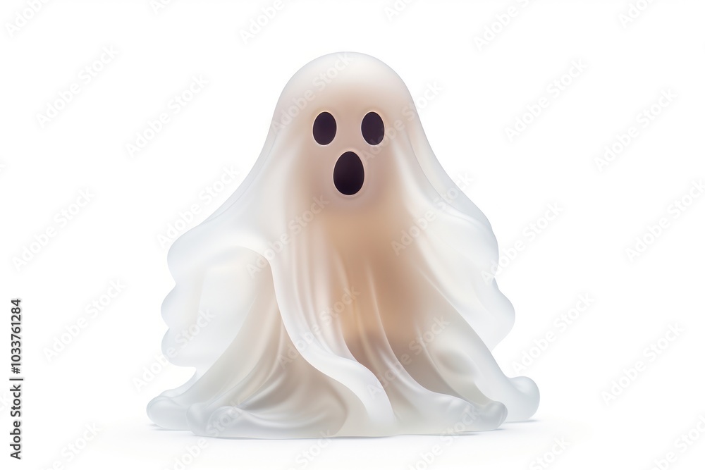 Spookie ghost white white background representation.