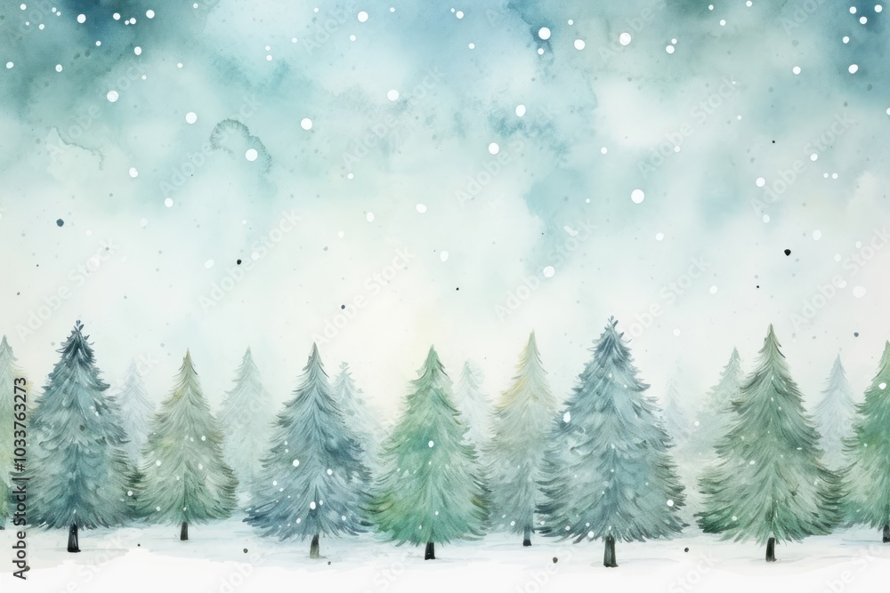 Fototapeta premium Christmas trees border background snow backgrounds outdoors.