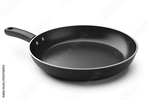 black fry pan, skillet, clipping path, isolated on white background 