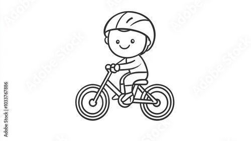 Happy Boy Riding Bicycle with Helmet Kids Transportation Outdoor Activity Cycling Illus