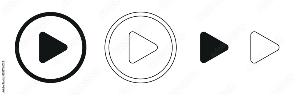 Set of play buttons icons. Play button. Video audio player. Vector illustration. Set of play buttons icons. Play button. Video audio player. Vector illustration.