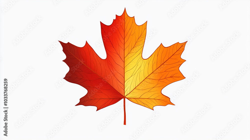 Fototapeta premium Single Red and Yellow Maple Leaf Isolated on White Background