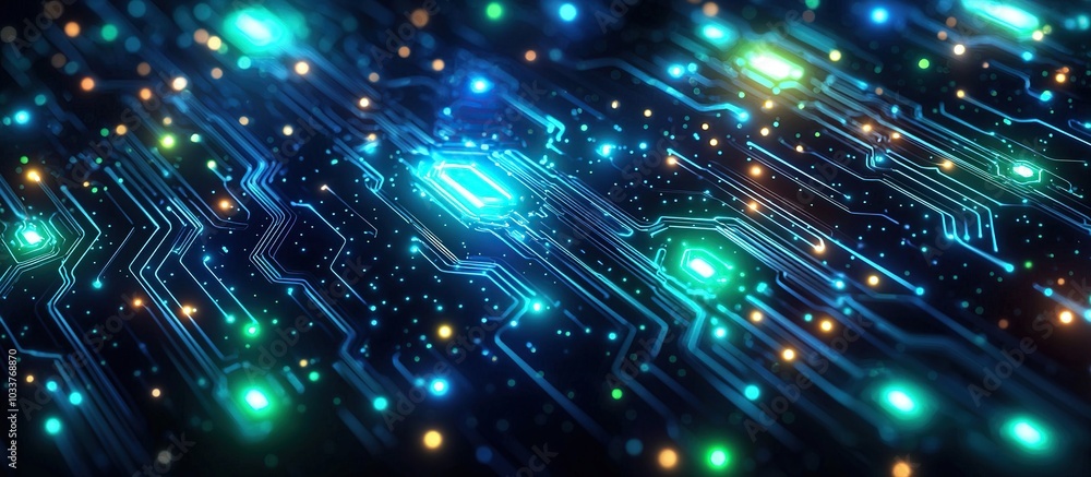 Obraz premium Abstract Circuit Board with Glowing Lights