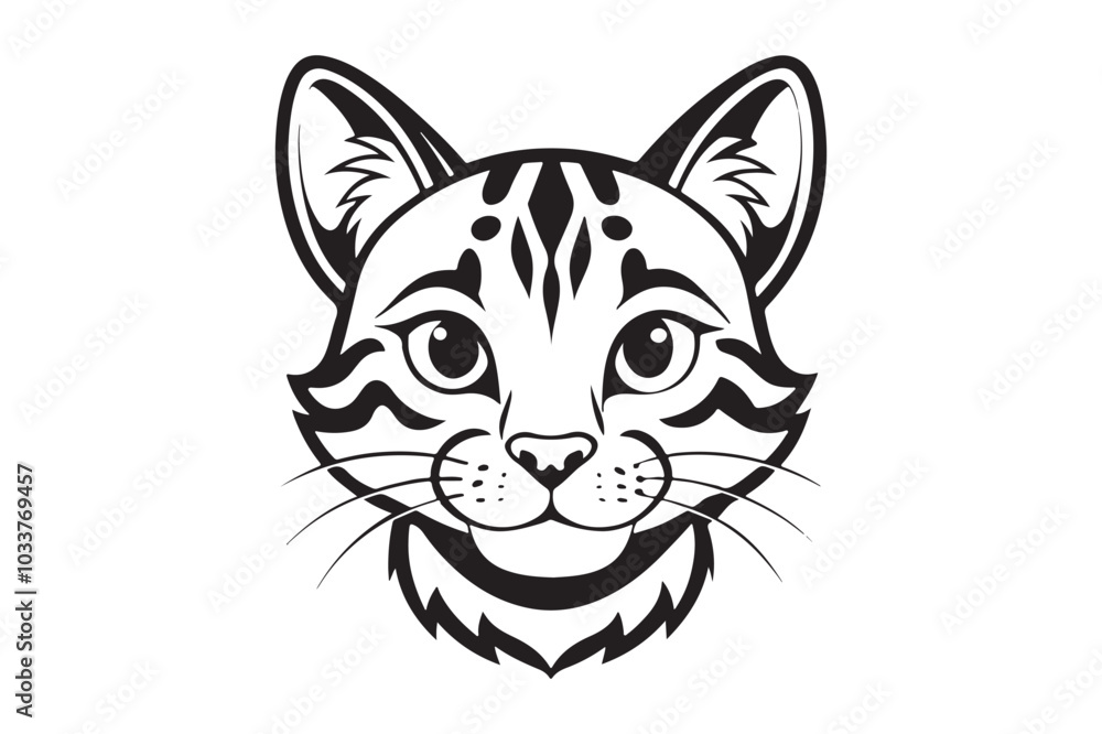 Ocelot Head silhouette vector illustration, Ocelot Head silhouette Vector Ocelot Head silhouette vector illustration, Ocelot Head silhouette Vector
