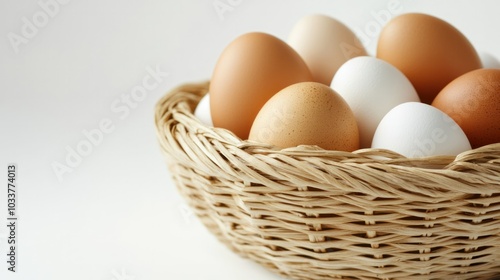 Wallpaper Mural several brown and white chicken eggs carefully placed in a woven Torontodigital.ca