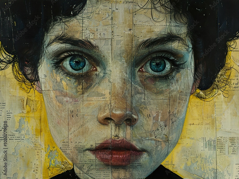 Intense Gaze: A Close-Up Portrait in Mixed Media Intense Gaze: A Close-Up Portrait in Mixed Media