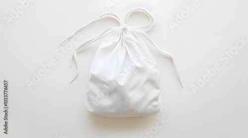 White drawstring pack template, bag for sport shoes isolated on white. 