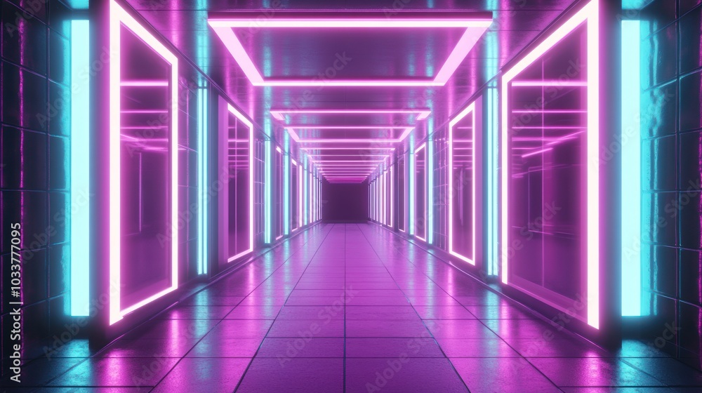 Neon Lights Corridor Neon Lights Corridor