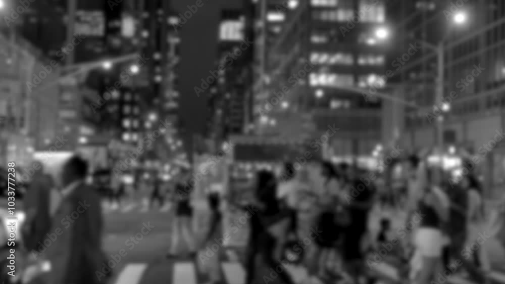 A vibrant nighttime cityscape filled with pedestrians in dynamic motion and life A vibrant nighttime cityscape filled with pedestrians in dynamic motion and life