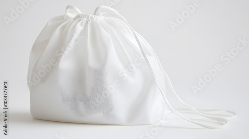 White drawstring pack template, bag for sport shoes isolated on white. 