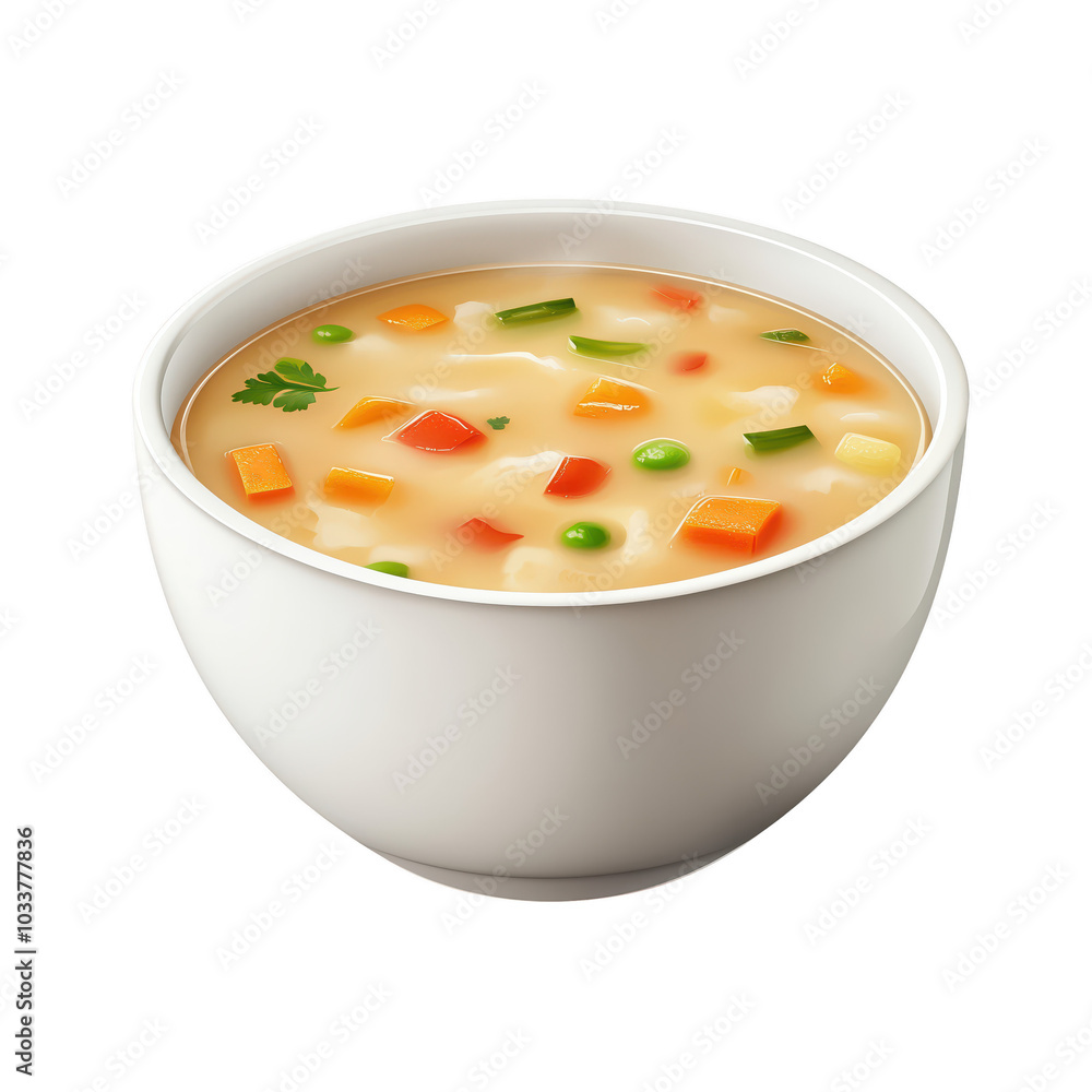 Delicious vegetable soup in a white bowl isolated on transparent background. Delicious vegetable soup in a white bowl isolated on transparent background.