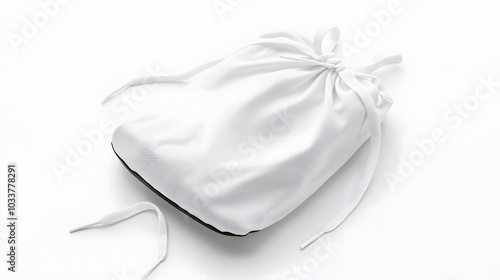 White drawstring pack template, bag for sport shoes isolated on white. 