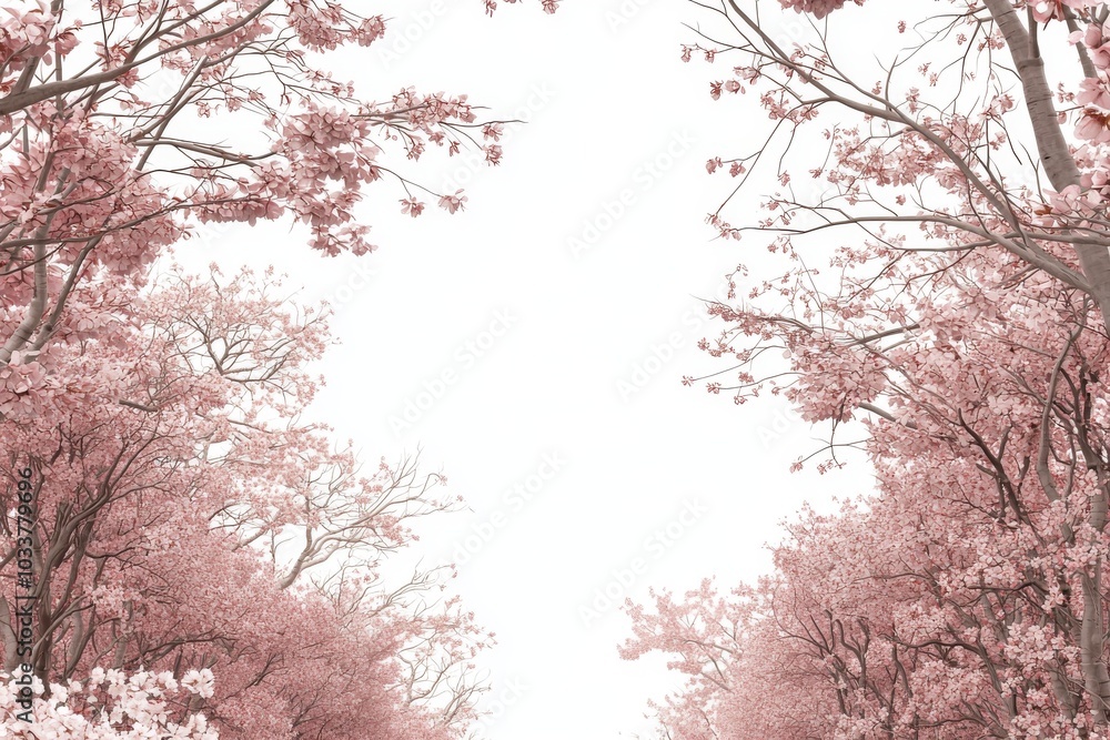 A dreamy pathway framed by soft pink cherry blossom trees in full bloom, creating a tranquil atmosphere. A dreamy pathway framed by soft pink cherry blossom trees in full bloom, creating a tranquil atmosphere.