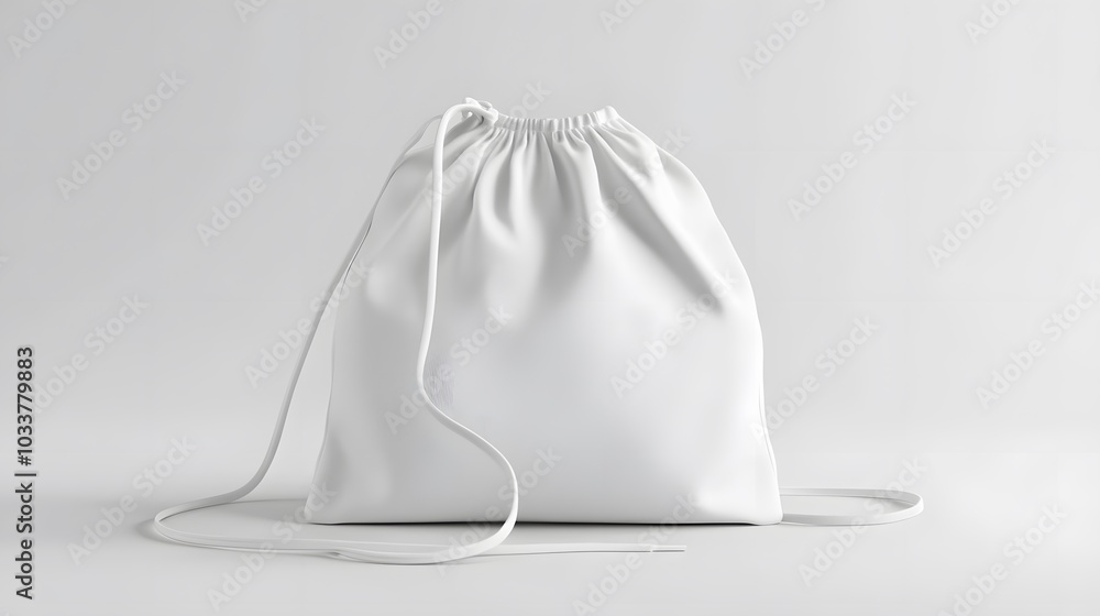 White drawstring pack template, bag for sport shoes isolated on white. White drawstring pack template, bag for sport shoes isolated on white.