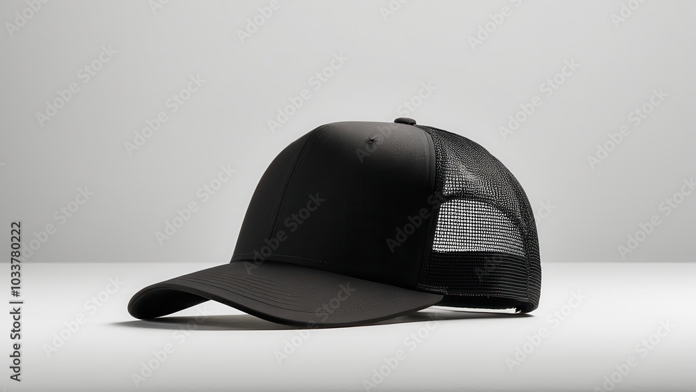 Blank black trucker hat mockup, front view Blank black trucker hat mockup, front view