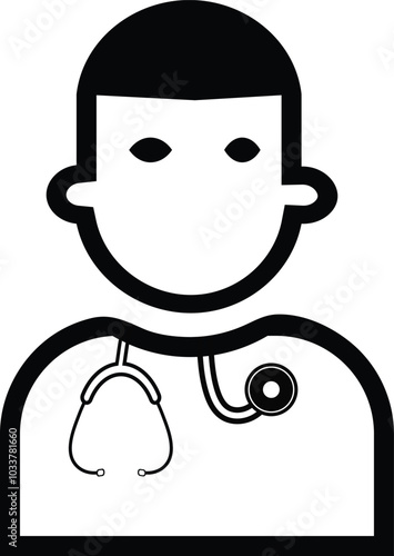 Doctor Character with Stethoscope Icon