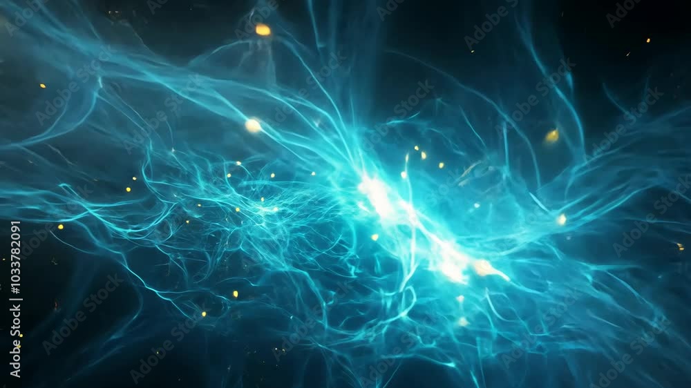 Abstract blue and yellow swirls create a cosmic scene Abstract blue and yellow swirls create a cosmic scene