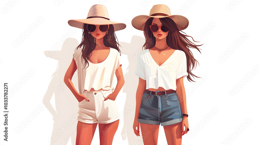 Fashion models cute white vector illustration Fashion models cute white vector illustration