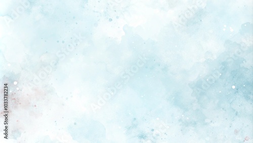 Abstract blue winter watercolor background. Sky pattern with snow. Light blue water color paper texture background. Blue watercolor vector background. Abstract hand paint square stain backdrop.