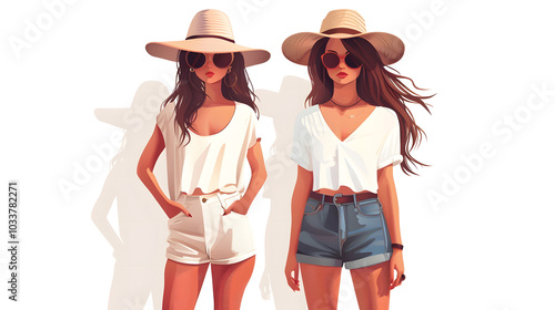 Fashion models cute white vector illustration 