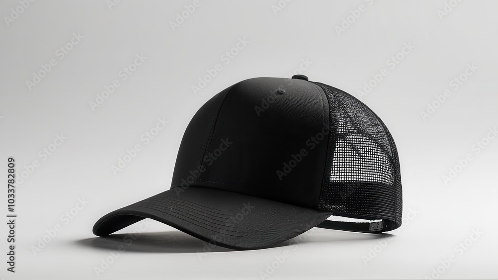 Blank black trucker hat mockup, front view Blank black trucker hat mockup, front view