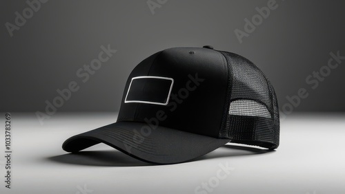 Obraz na płótnie Blank black trucker hat mockup, front view w salonie