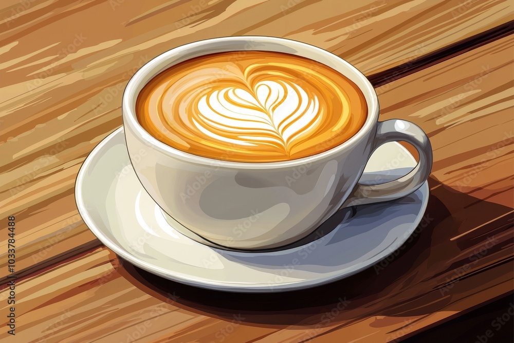 A beautifully crafted latte with a heart design, resting on a wooden table, inviting warmth and comfort. A beautifully crafted latte with a heart design, resting on a wooden table, inviting warmth and comfort.
