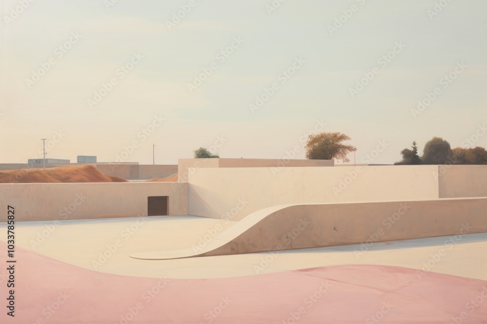 Fototapeta premium Skate park outdoors architecture building.