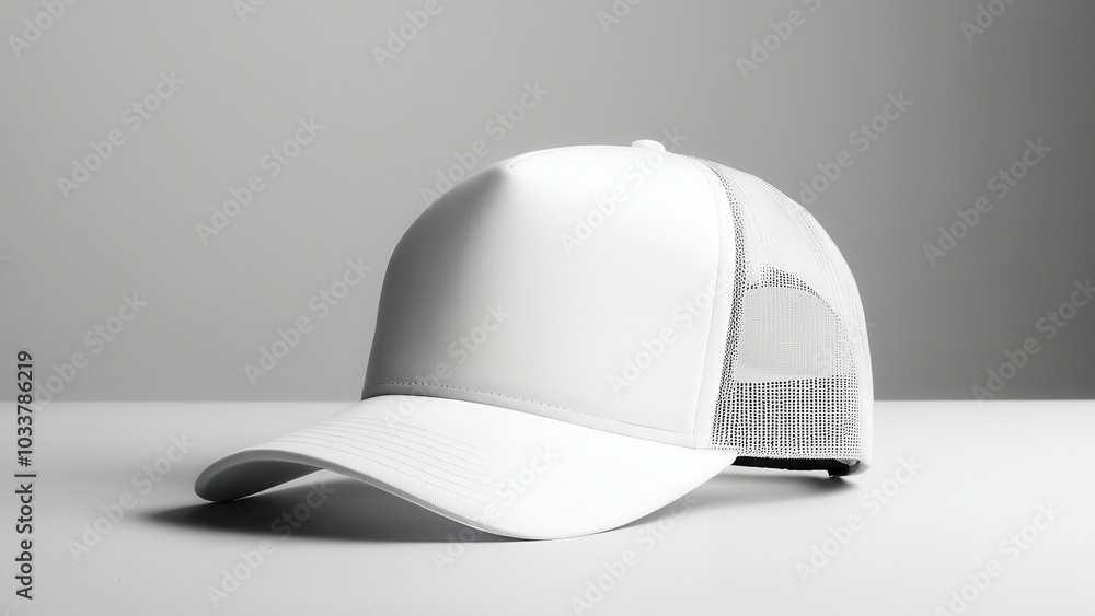 Blank white trucker hat mockup, front view Blank white trucker hat mockup, front view