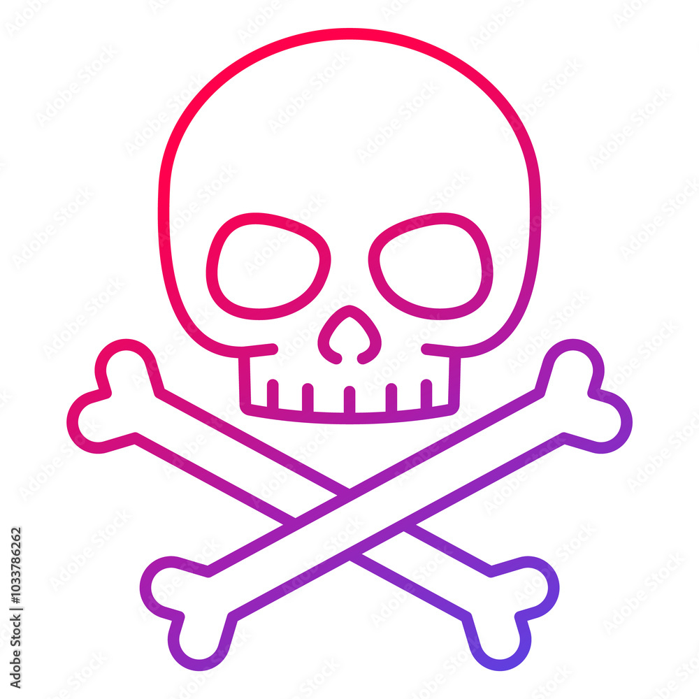 danger icon, skull and bones line art danger icon, skull and bones line art