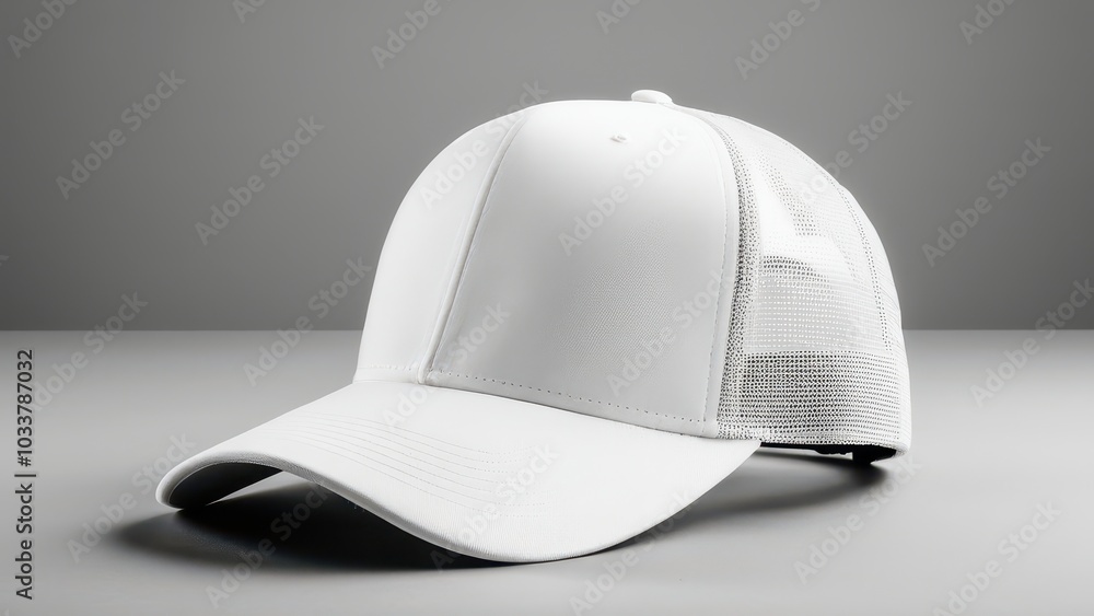 Blank white trucker hat mockup, front view Blank white trucker hat mockup, front view