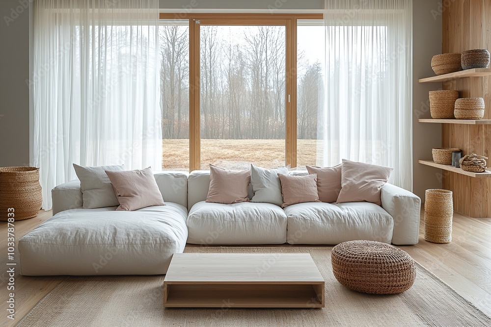 Minimalist, modern living room interiors finished with Scandinavian interiors. Generative AI
Minimalist, modern living room interiors finished with Scandinavian interiors. Generative AI