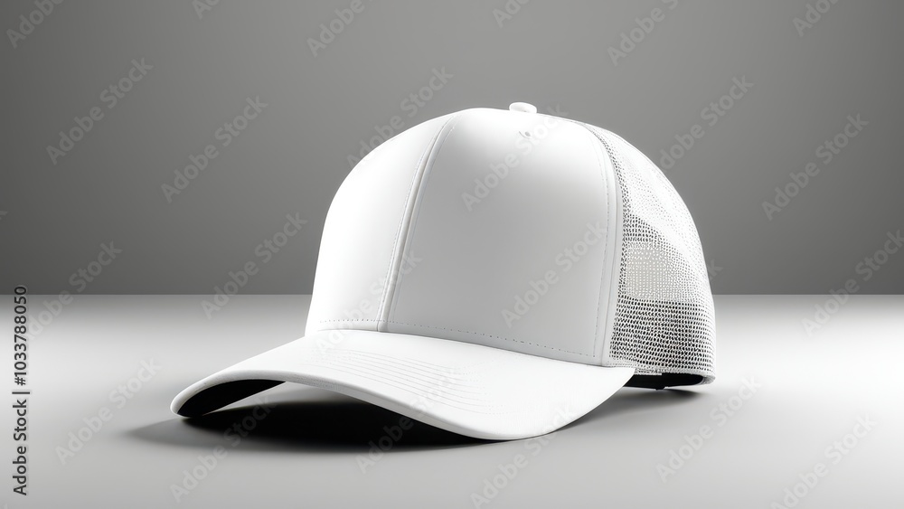 Blank white trucker hat mockup, front view Blank white trucker hat mockup, front view