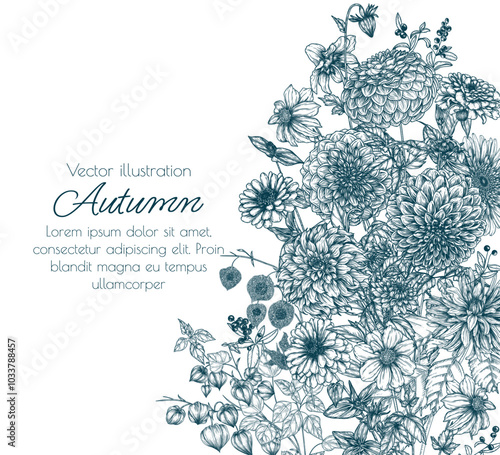 Billede på lærred Vector illustration with autumn flowers